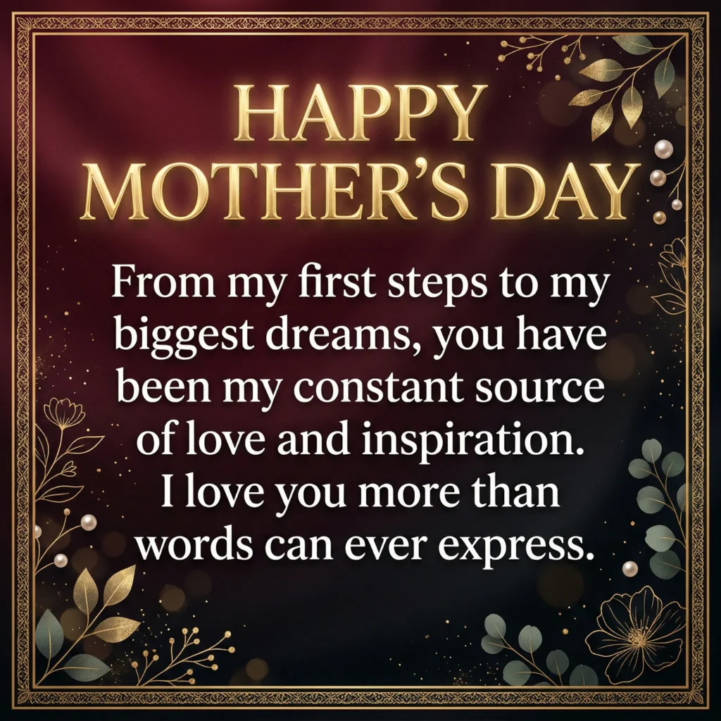 Mother’s Day wish images – From my first steps to my biggest dreams, you have been my constant source of love and inspiration. I love you more than words can ever express