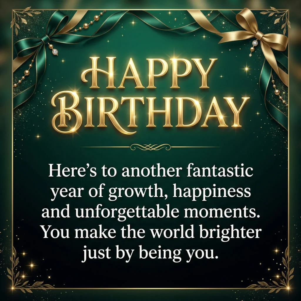 Premium luxury birthday wish image with beautiful design and long heartfelt message for 2026