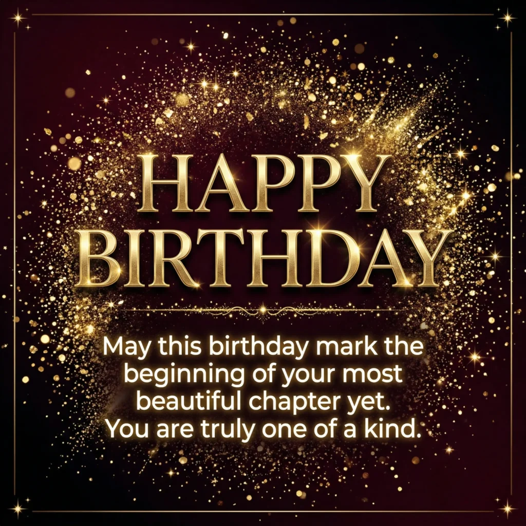 Premium luxury birthday wish image with beautiful design and long heartfelt message for 2026