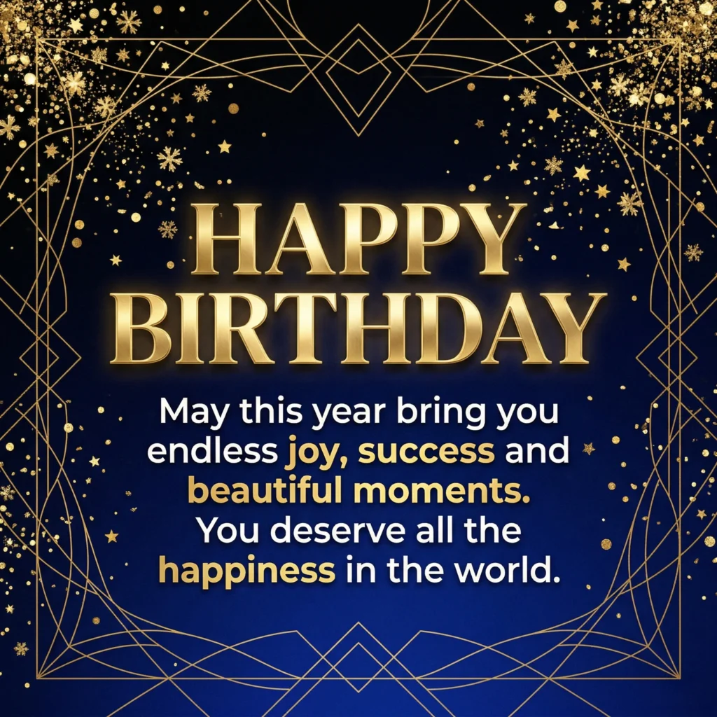 Premium luxury birthday wish image with beautiful design and long heartfelt message for 2026