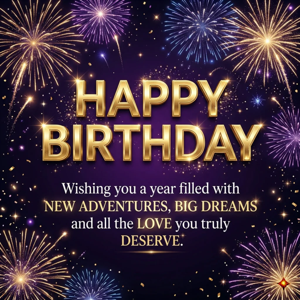 Premium luxury birthday wish image with beautiful design and long heartfelt message for 2026