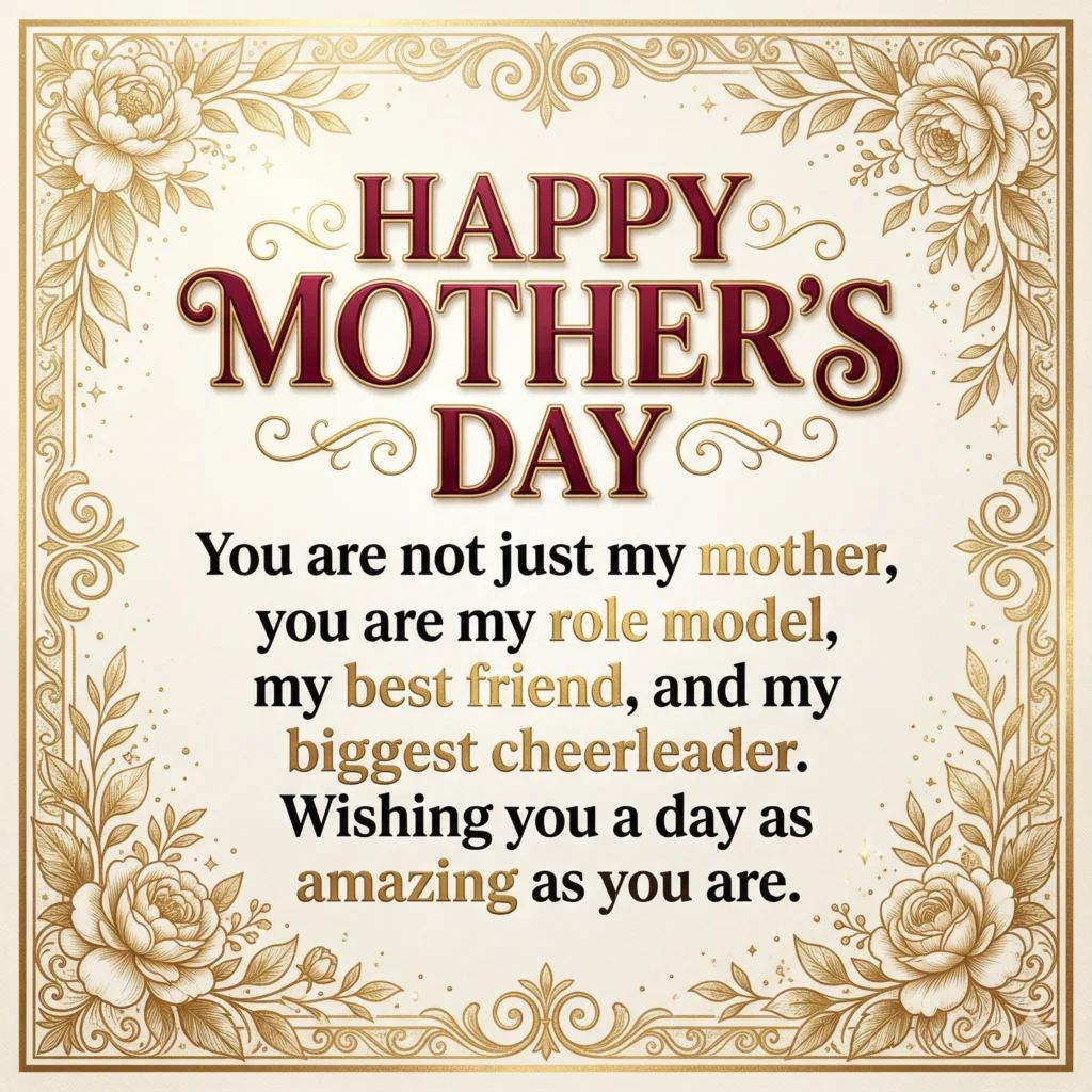 You are not just my mother, you are my role model, my best friend, and my biggest cheerleader. Wishing you a day as amazing as you are