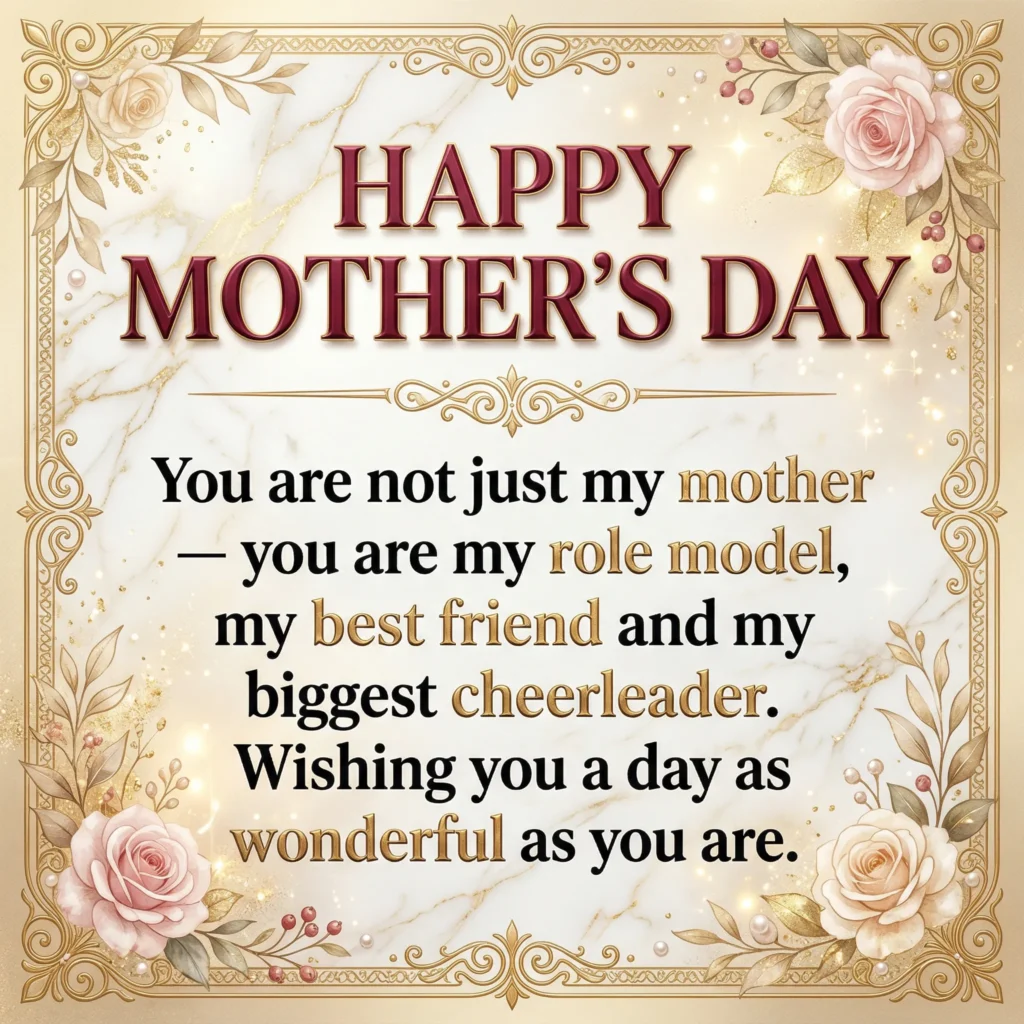 Mother’s Day wish images – You are not just my mother — you are my role model, my best friend and my biggest cheerleader. Wishing you a day as wonderful as you are