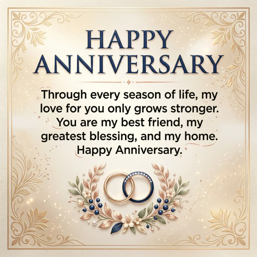 Anniversary wish image with dark luxury design and long heartfelt message for couples