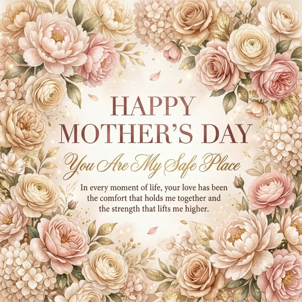 Champagne floral luxury Mother’s Day image with elegant heartfelt message