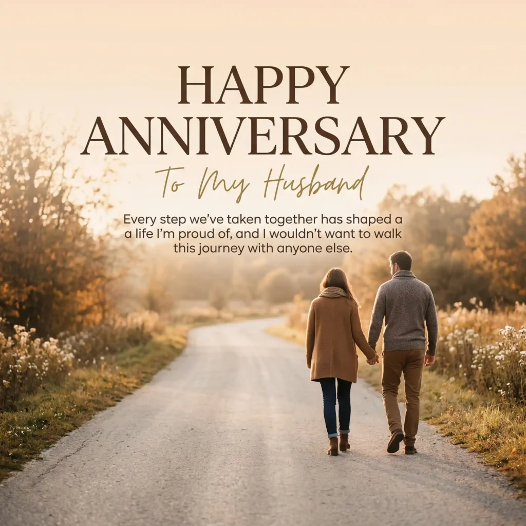 Couple walking anniversary image for husband representing life journey and partnership