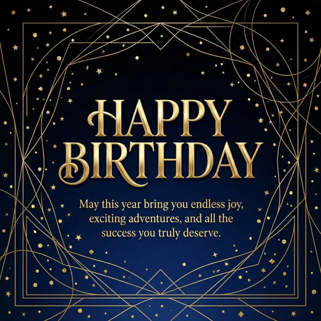 birthday wish images with dark luxury design and joyful long message