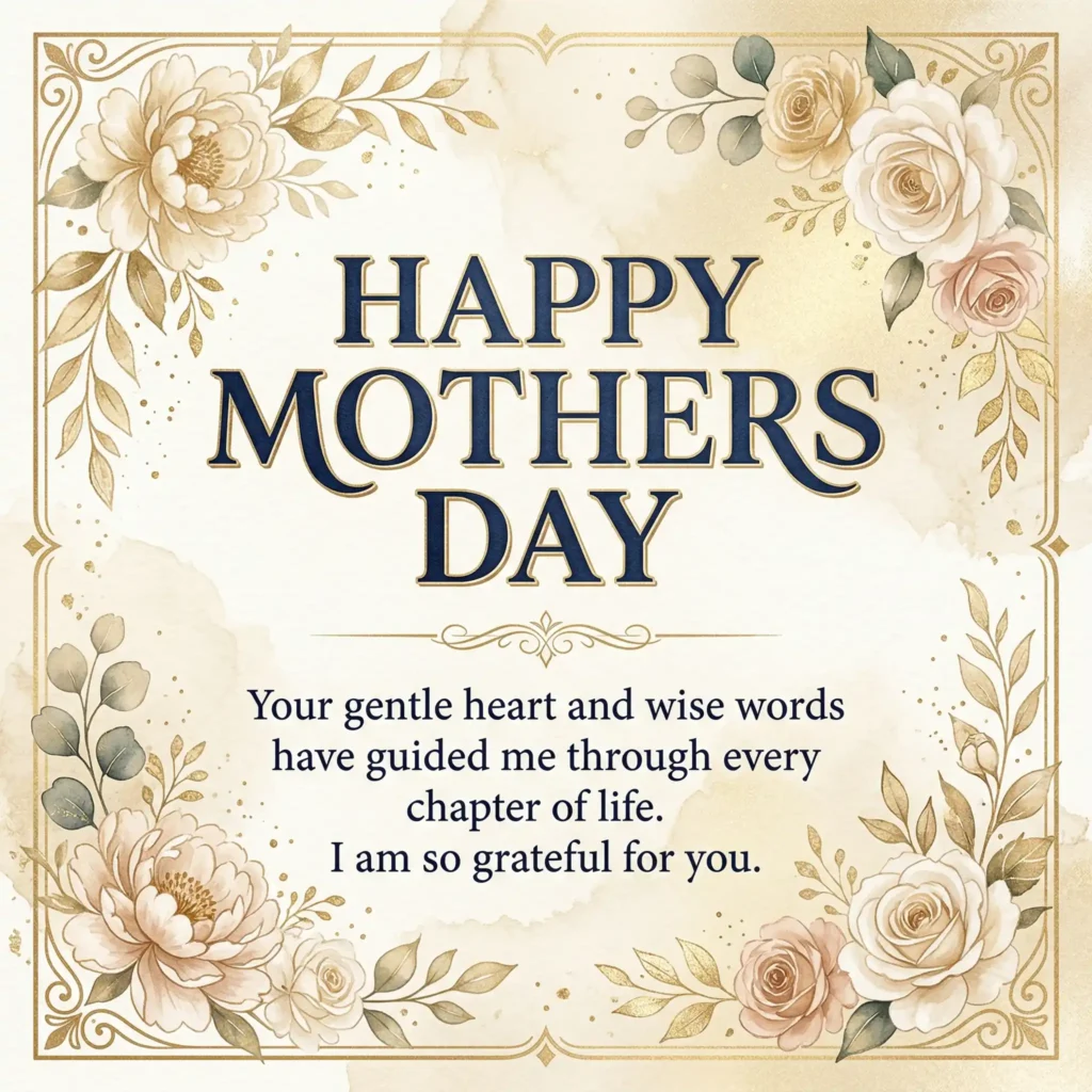 Mothers Day wish image with cream watercolor background and loving long message