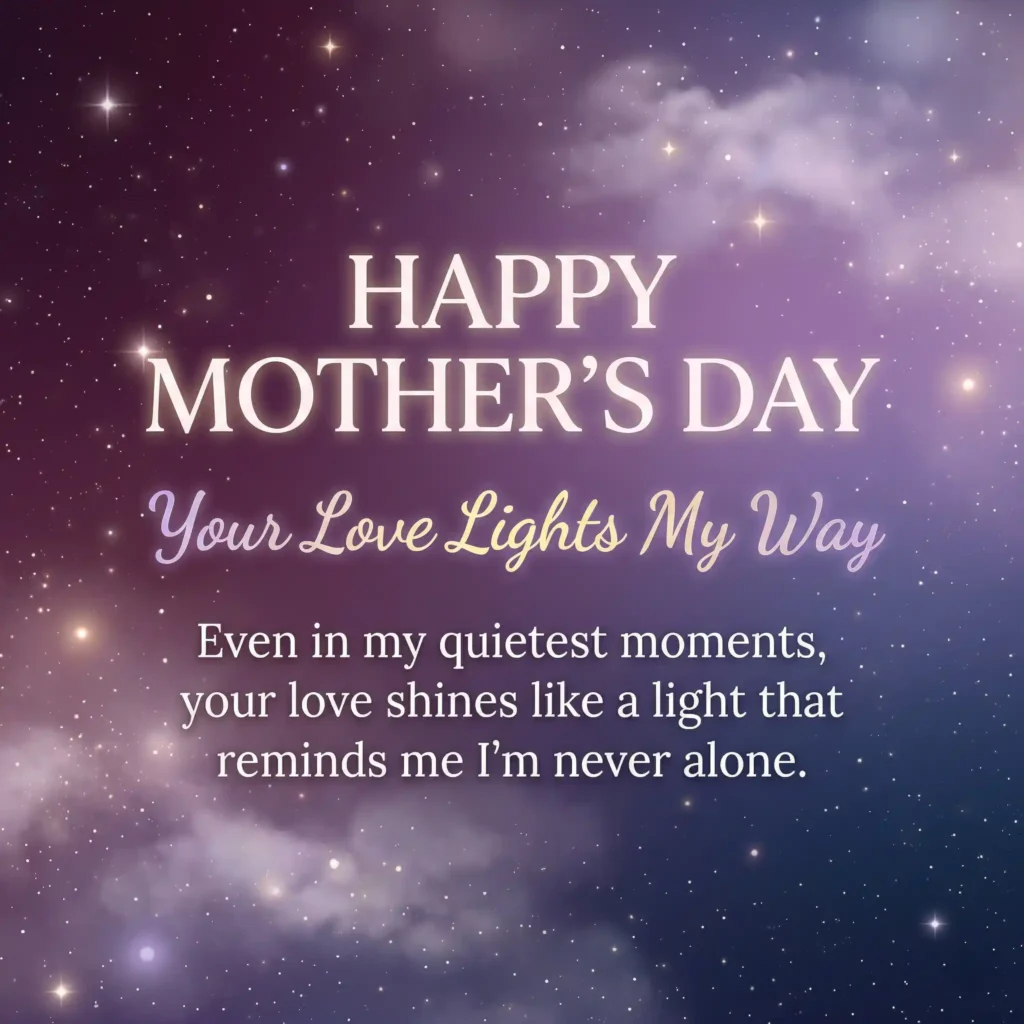 Dreamy night sky Mother’s Day image with glowing stars and emotional message