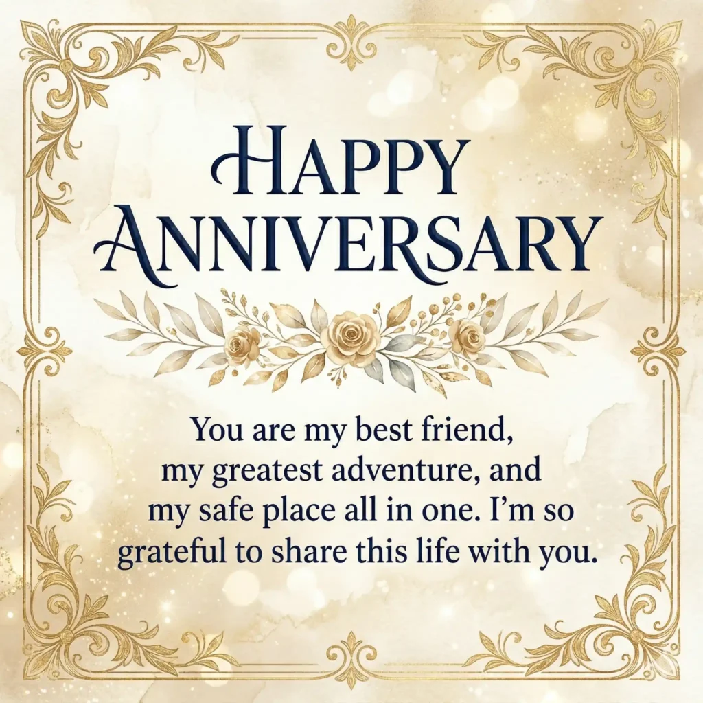 anniversary wish images with cream background and loving long message for couples