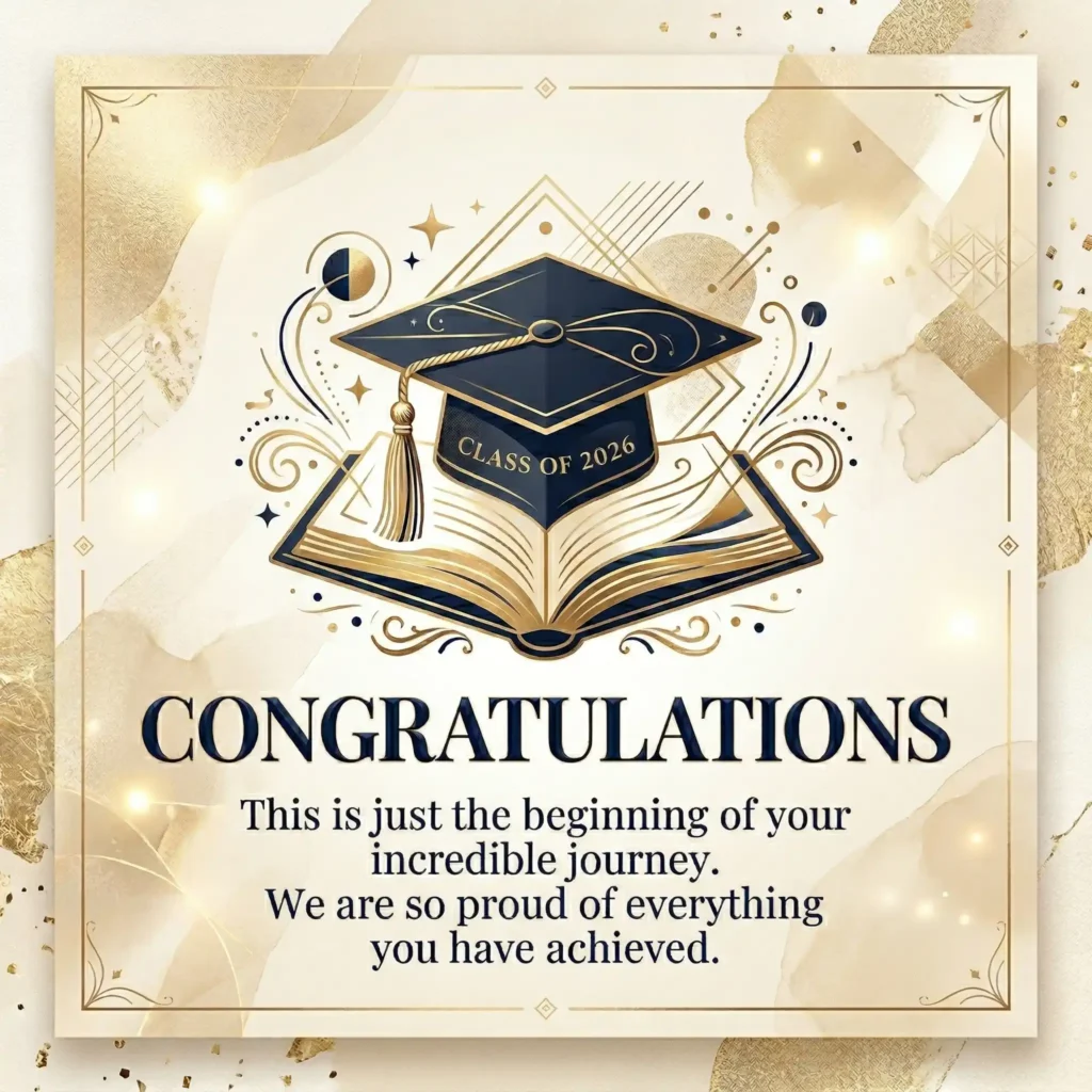 Graduation wish image with burgundy gradient and inspiring long message