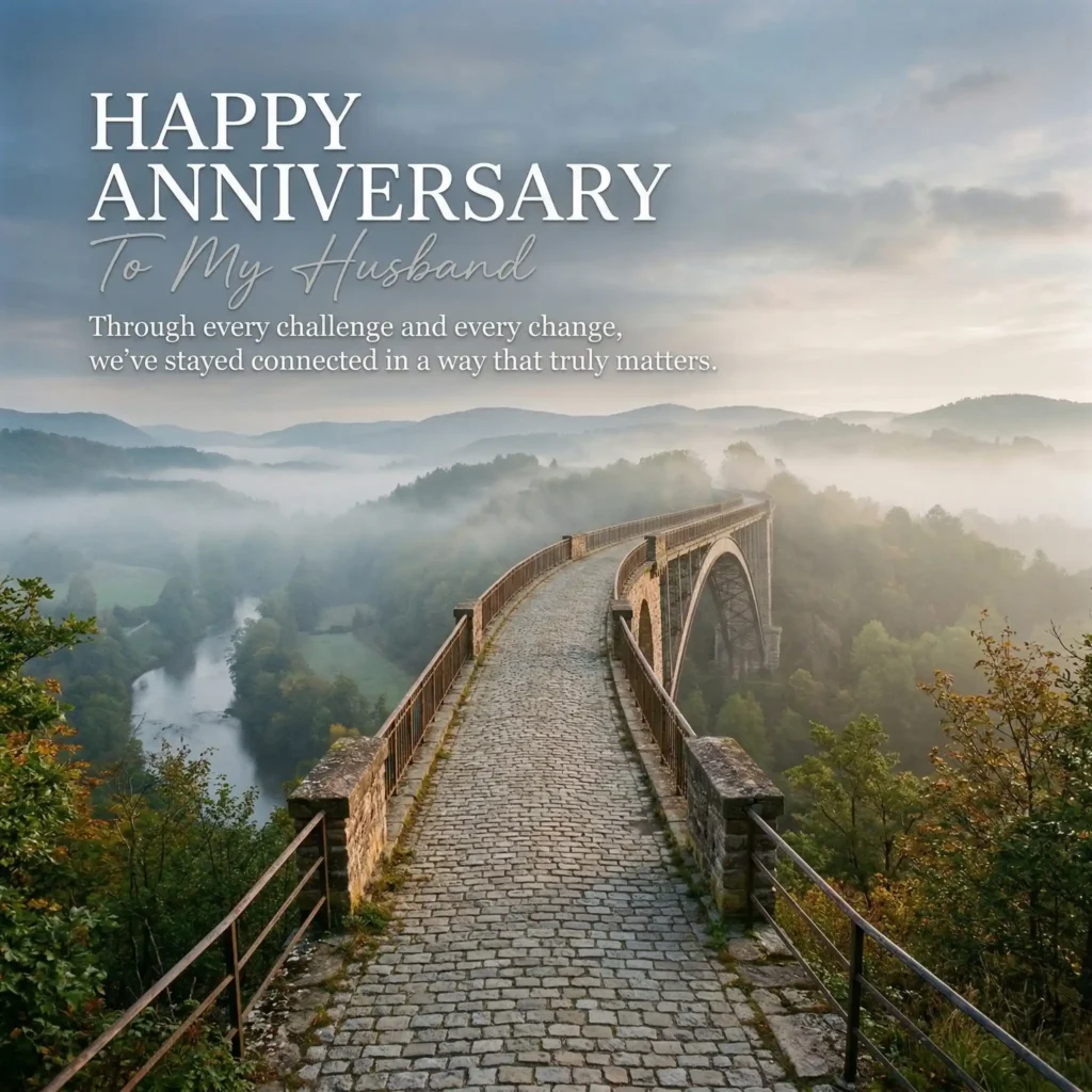 Bridge themed anniversary image for husband symbolizing strong connection and relationship