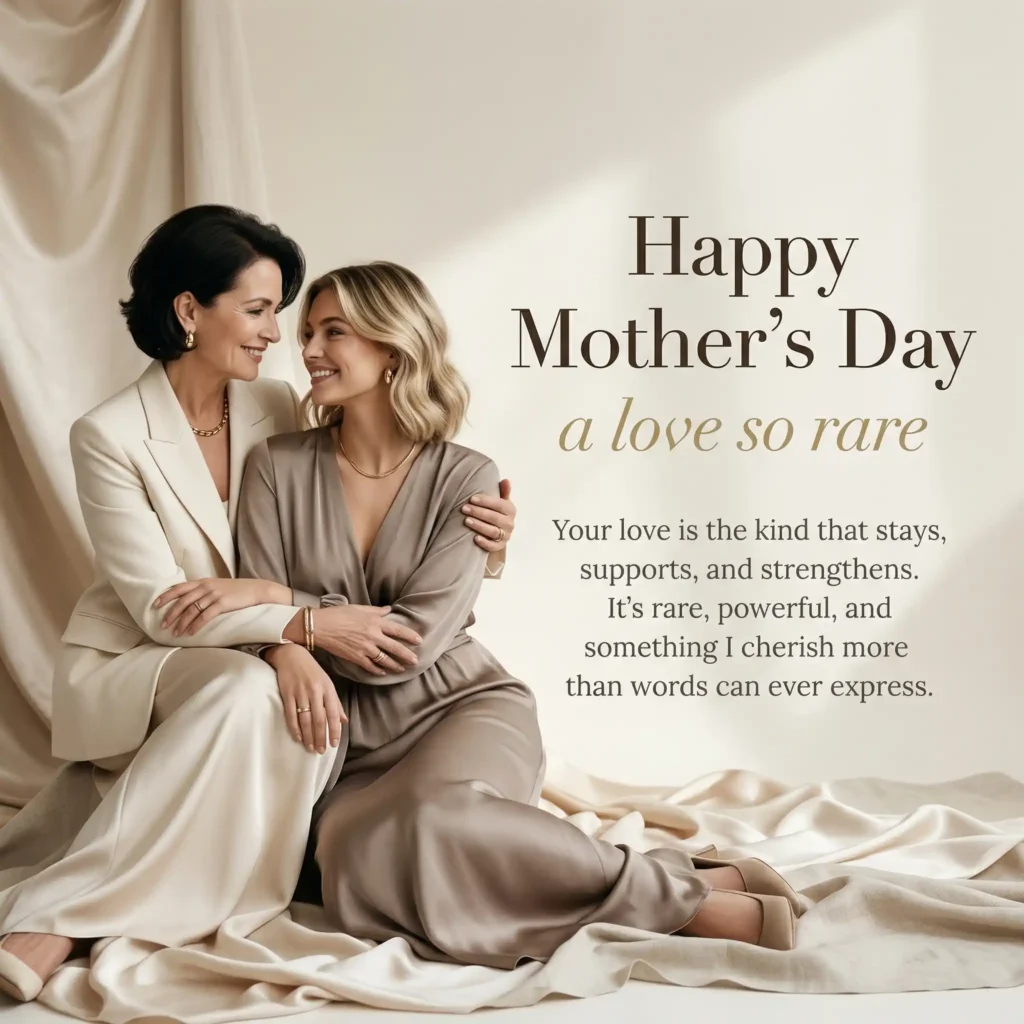 Fashion editorial style Mother’s Day image with neutral tones and elegant typography