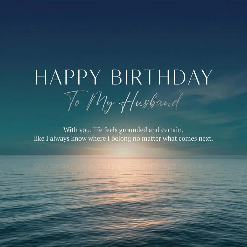 Ocean themed birthday image for husband with calm and meaningful message