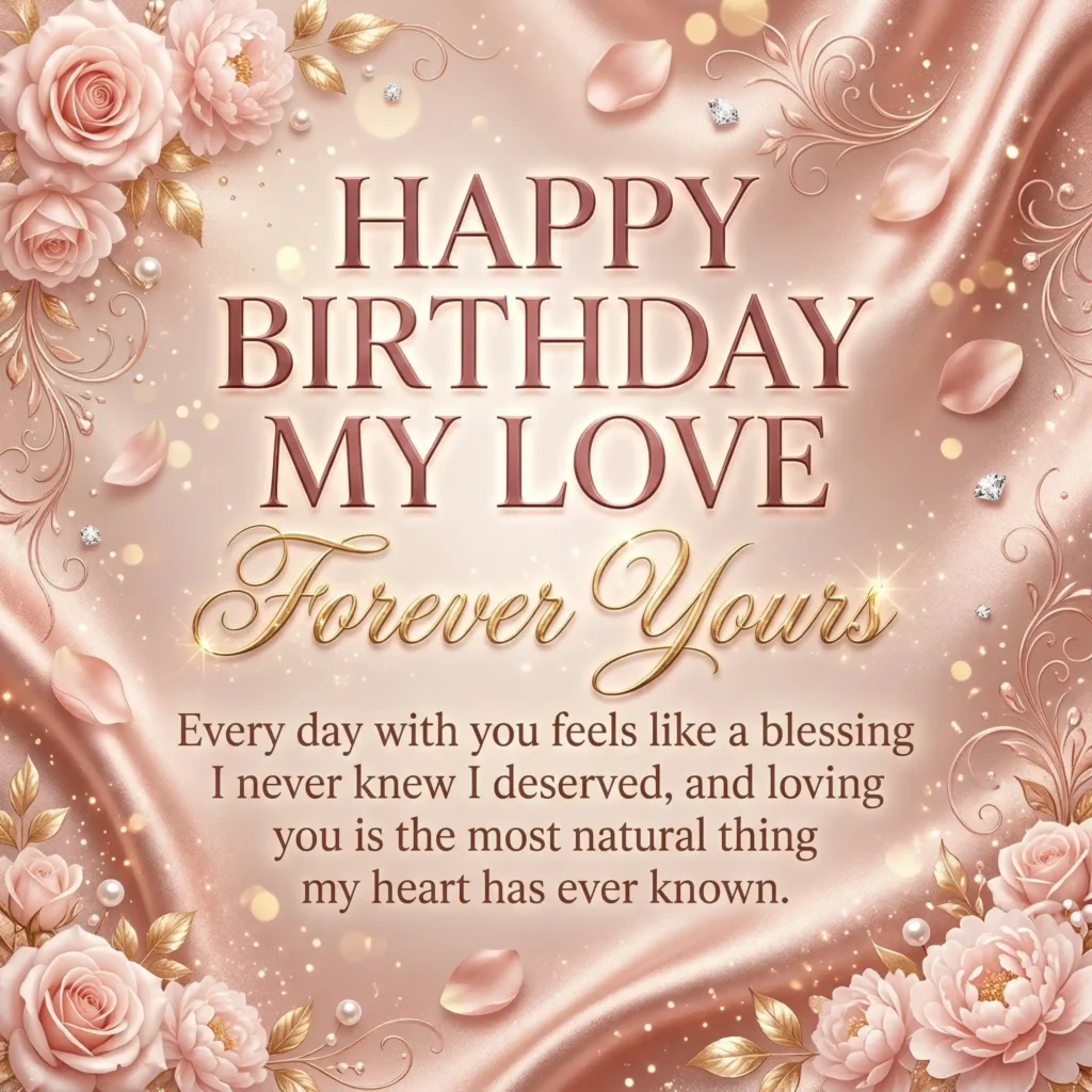 Rose gold romantic birthday image for wife with elegant love message