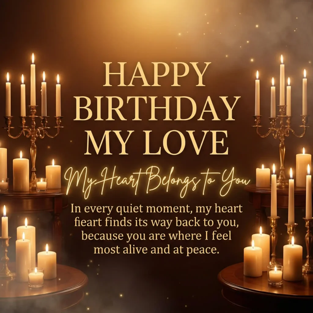 Candlelight romantic birthday image for wife with warm emotional message