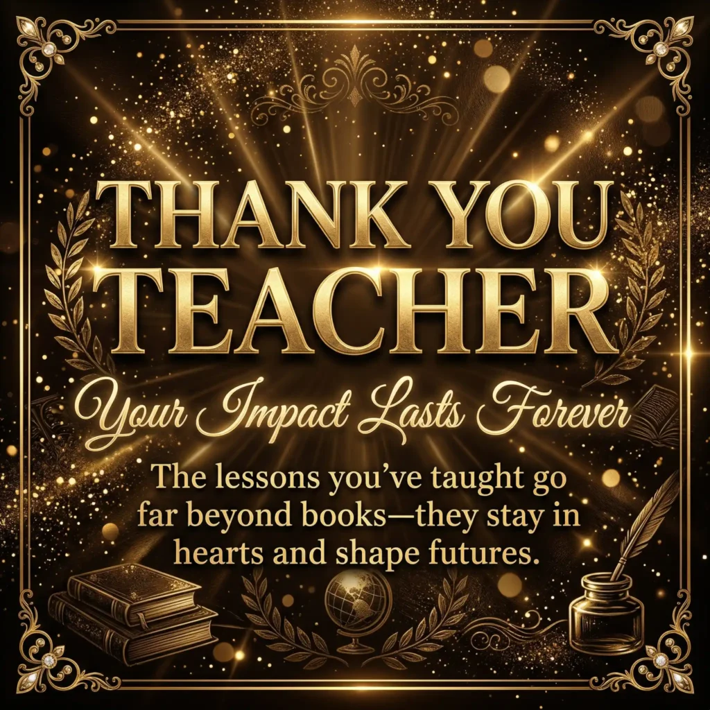 Dark gold luxury teacher appreciation image with powerful gratitude message
