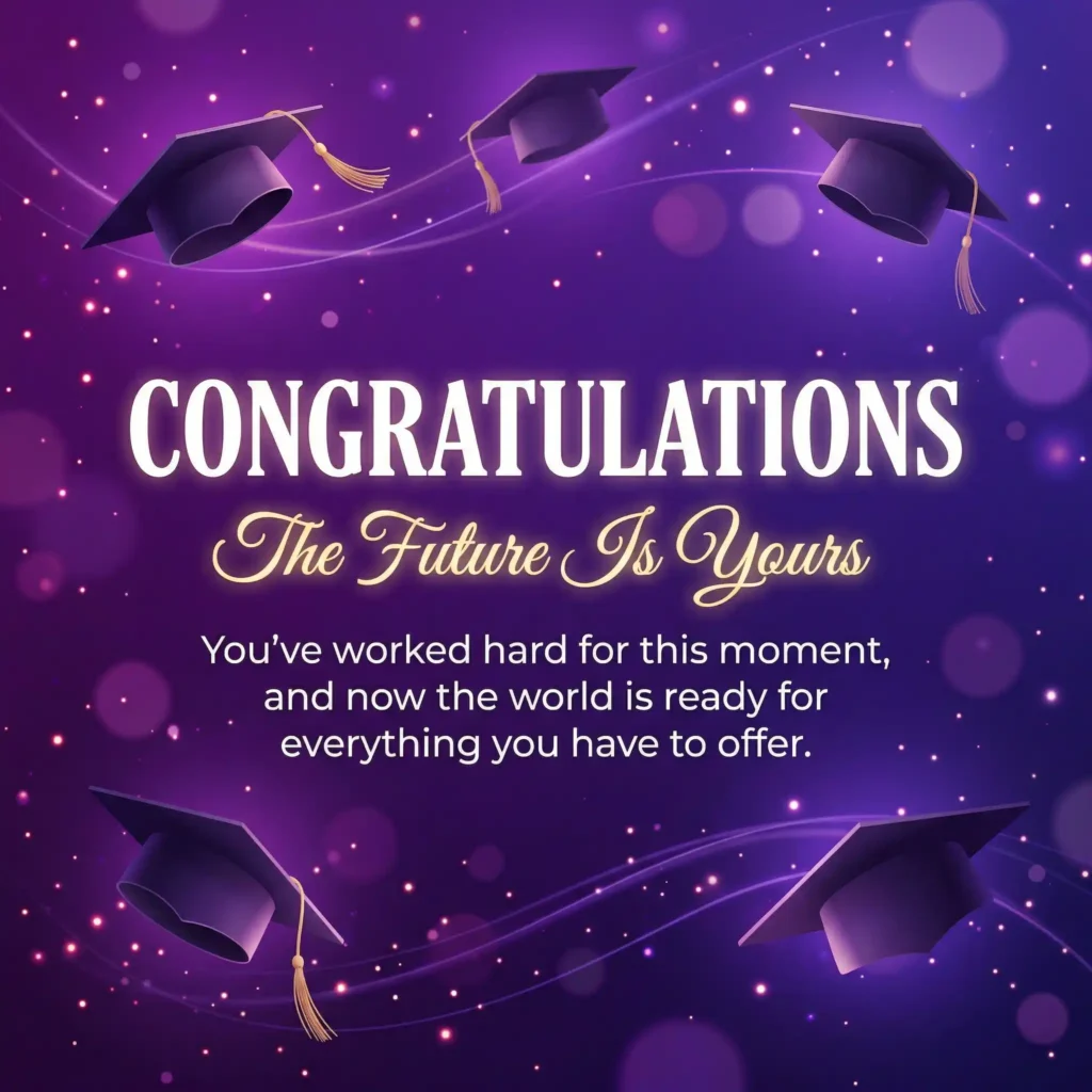 White marble luxury graduation image with elegant success message and modern design