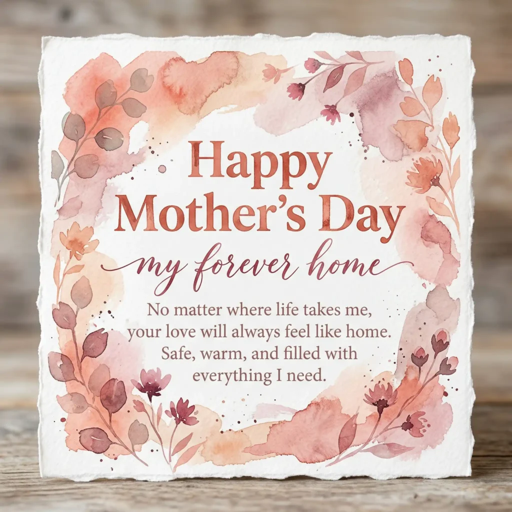 Watercolor artistic Mother’s Day greeting image with soft abstract background and message