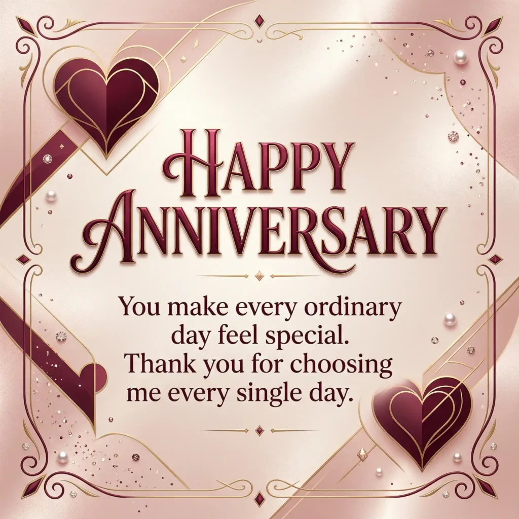anniversary wish images with blush pink background and sweet romantic message for couples