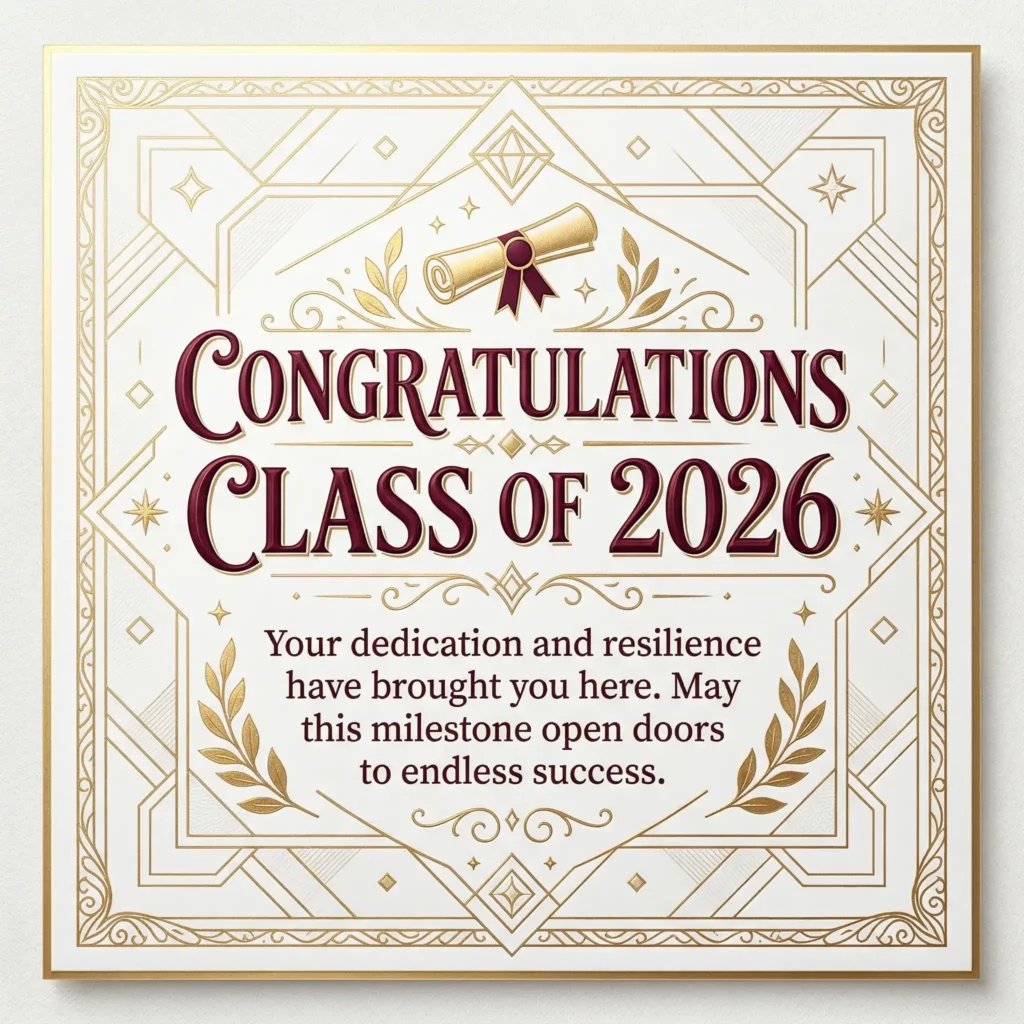 Graduation wish image with emerald dark gradient and positive long message
