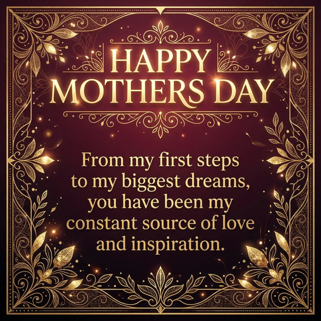 Mothers Day wish image with burgundy gradient and sincere long message