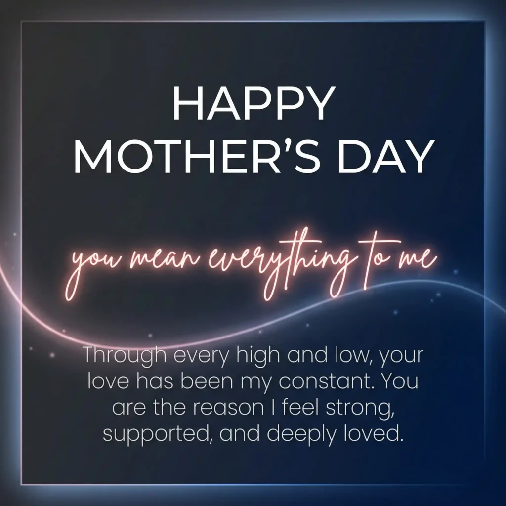 Dark modern Mother’s Day greeting image with neon accent and emotional message