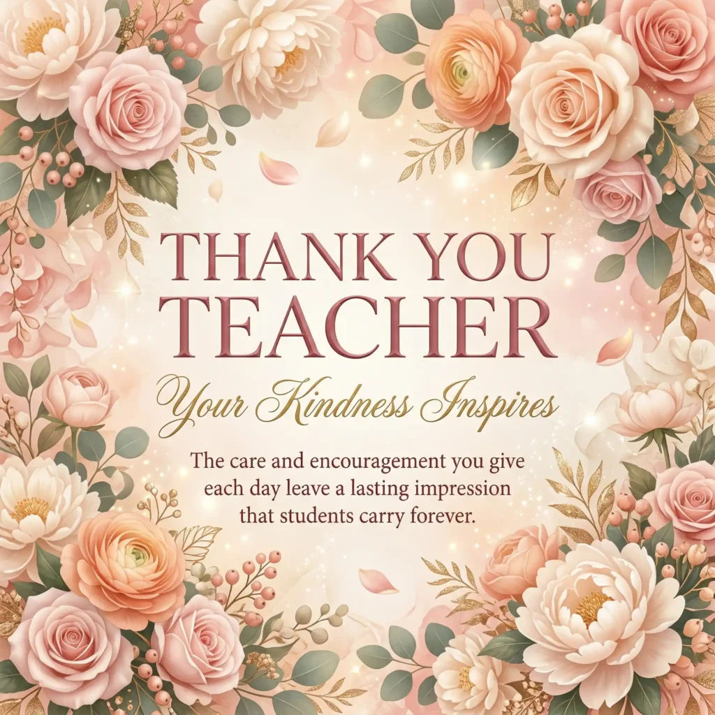 Floral teacher appreciation image with warm gratitude message and elegant design
