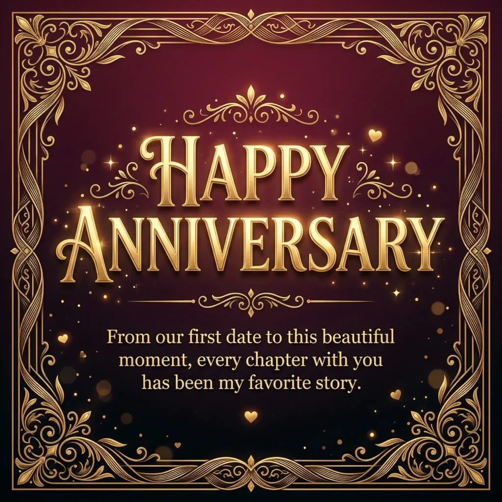 anniversary wish images with burgundy gradient and timeless long message for couples