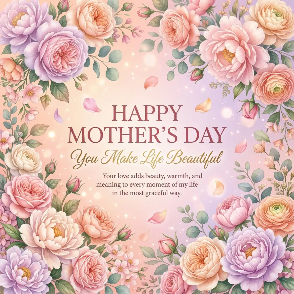 Soft pastel floral Mother’s Day image with elegant and emotional message