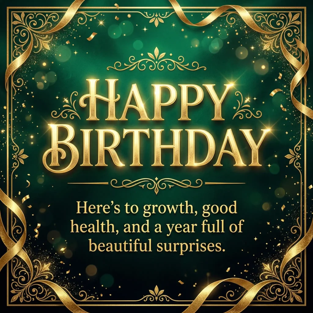 birthday wish images with emerald dark gradient and positive long message
