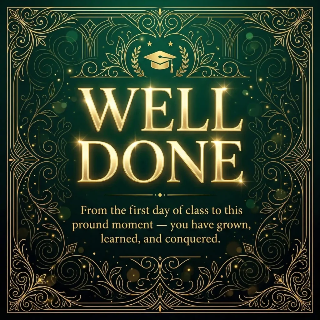 Graduation wish image with lavender background and empowering long message