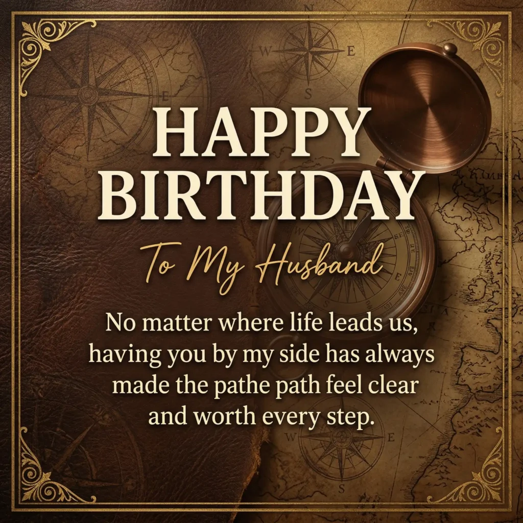 Compass themed birthday image for husband symbolizing guidance and partnership
