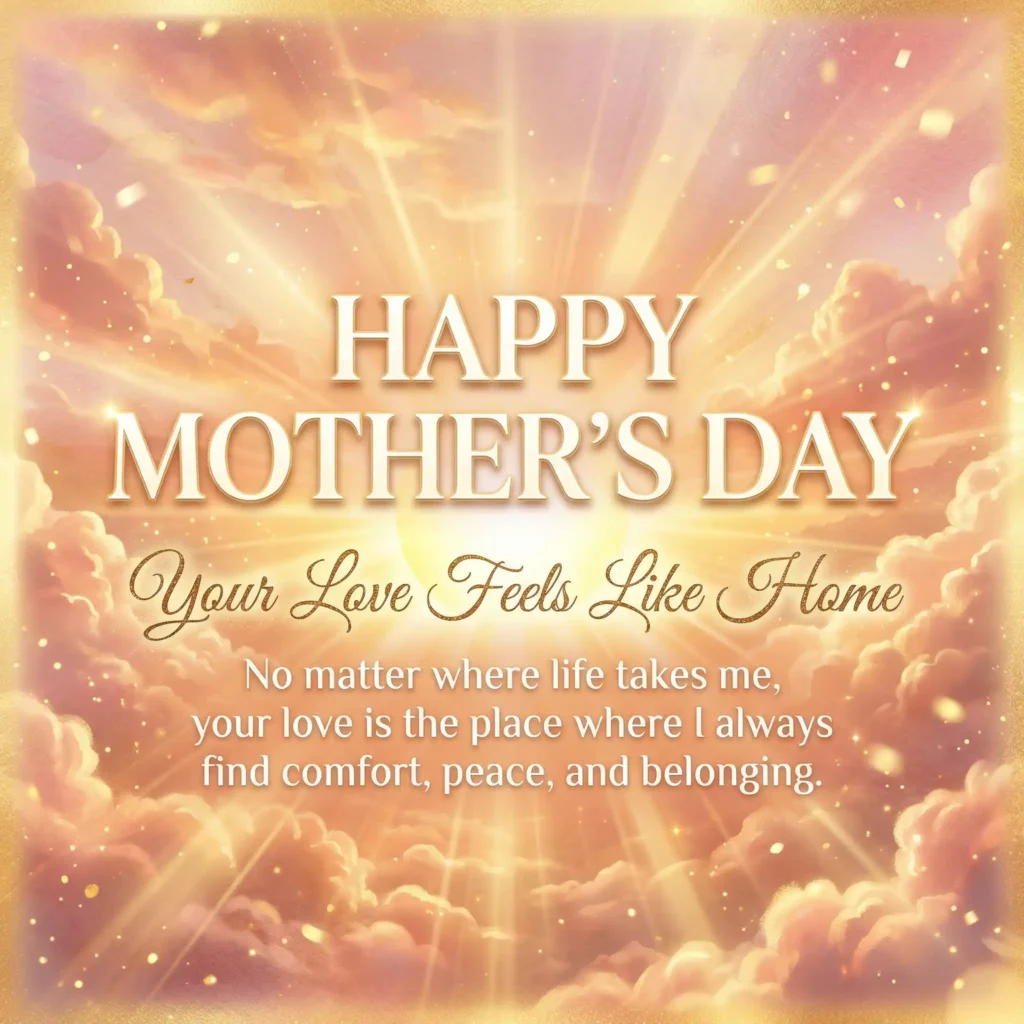 Golden sunrise Mother’s Day image with warm emotional message and glowing light