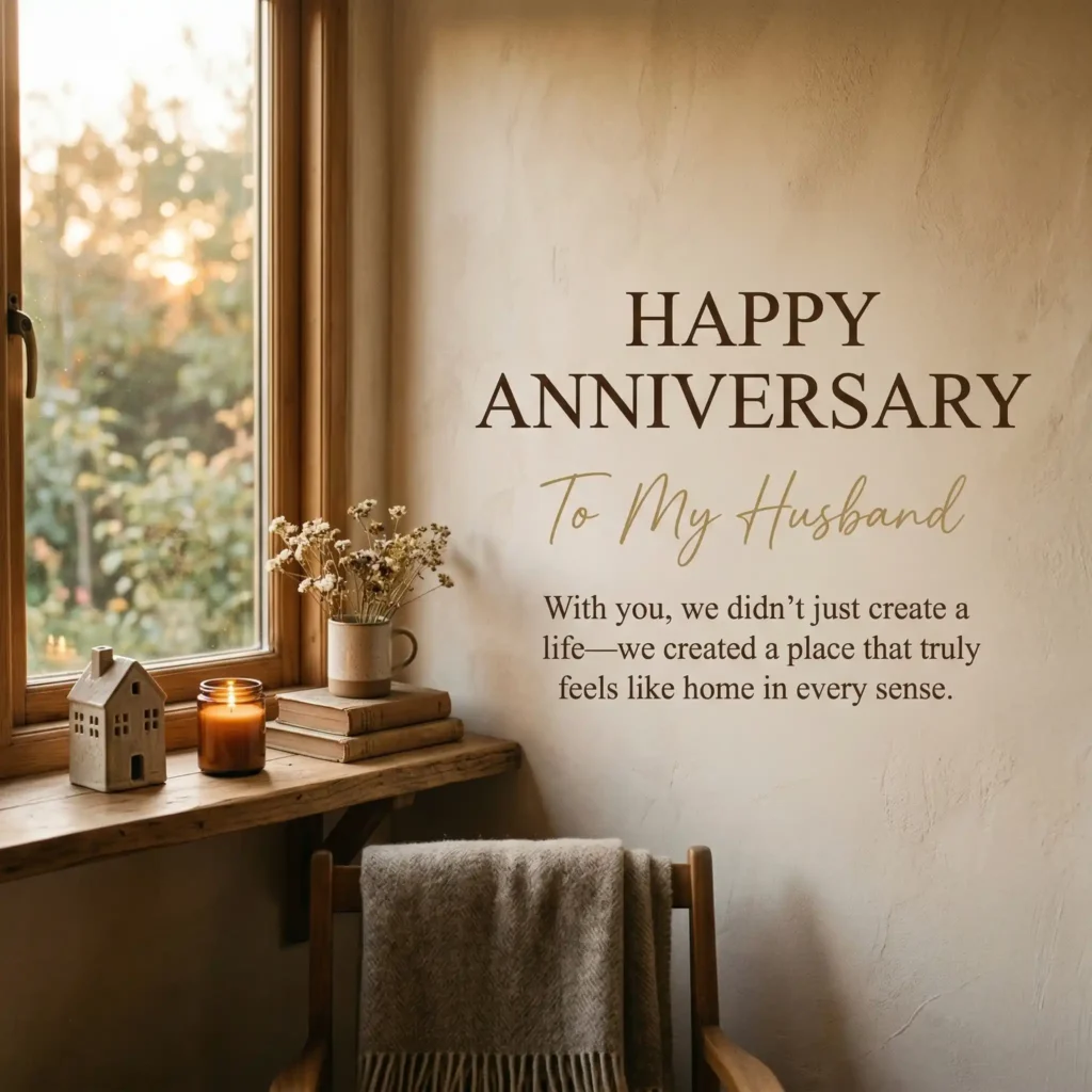 Home themed anniversary image for husband symbolizing life built together