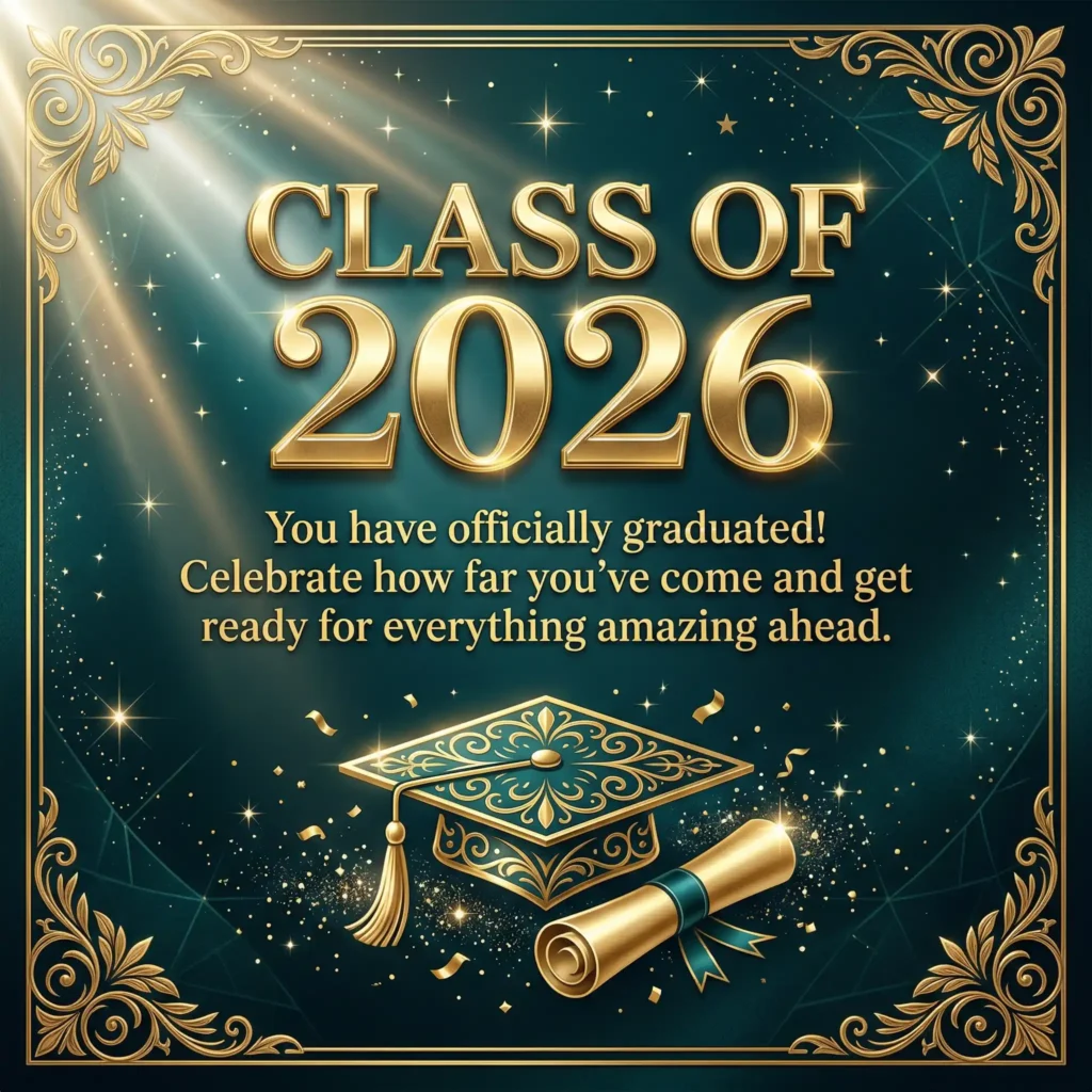 Graduation wish image with black background and proud long message
