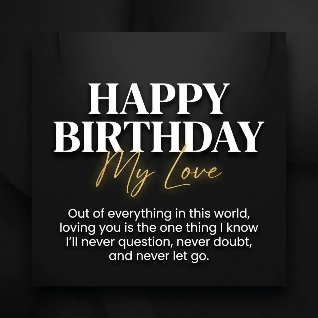 Minimal black luxury romantic birthday image for wife with modern typography