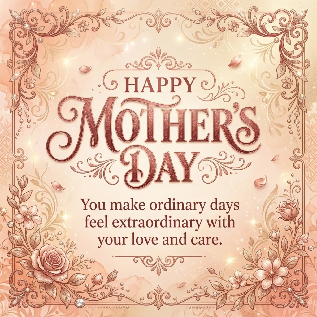 Mothers Day wish image with peach background and sweet long message
