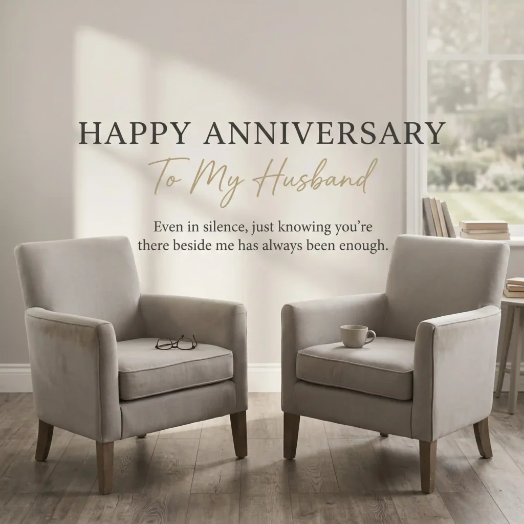 Minimal chairs anniversary image for husband symbolizing presence and companionship