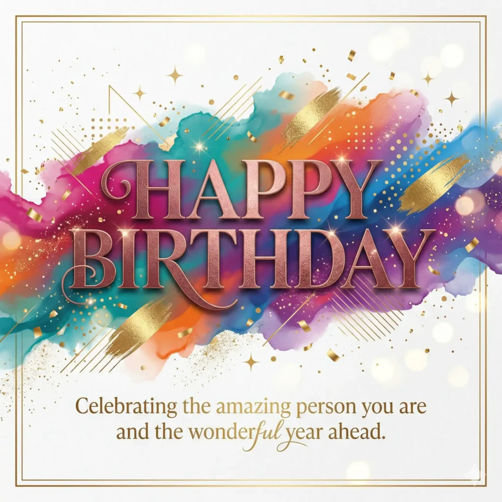 birthday wish images with vibrant splash background and celebratory long message