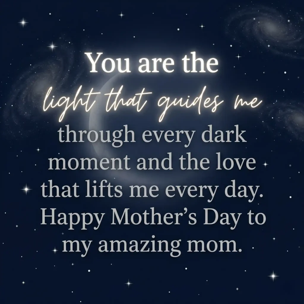 Night sky themed Mother’s Day image with emotional message and glowing text