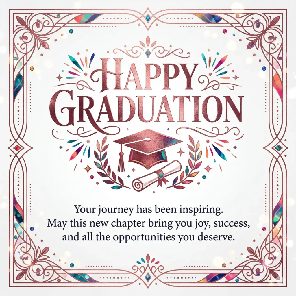 Graduation wish image with teal gradient and celebratory long message for 2026