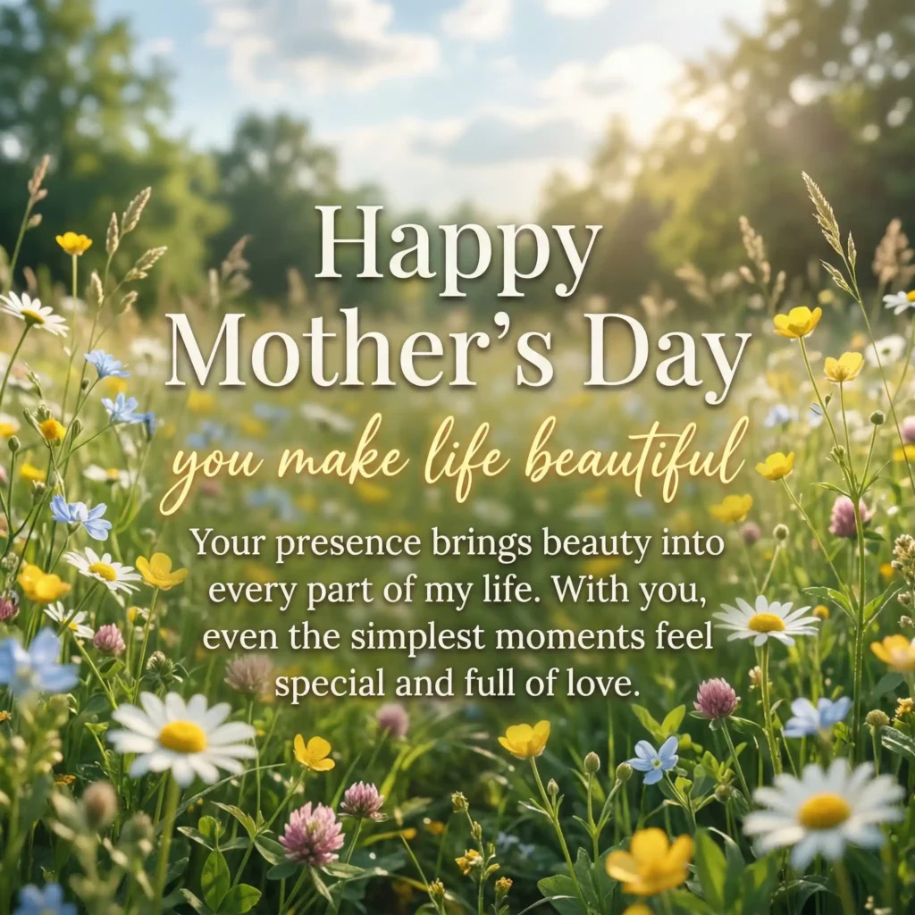 Nature-inspired Mother’s Day greeting image with wildflowers and uplifting message