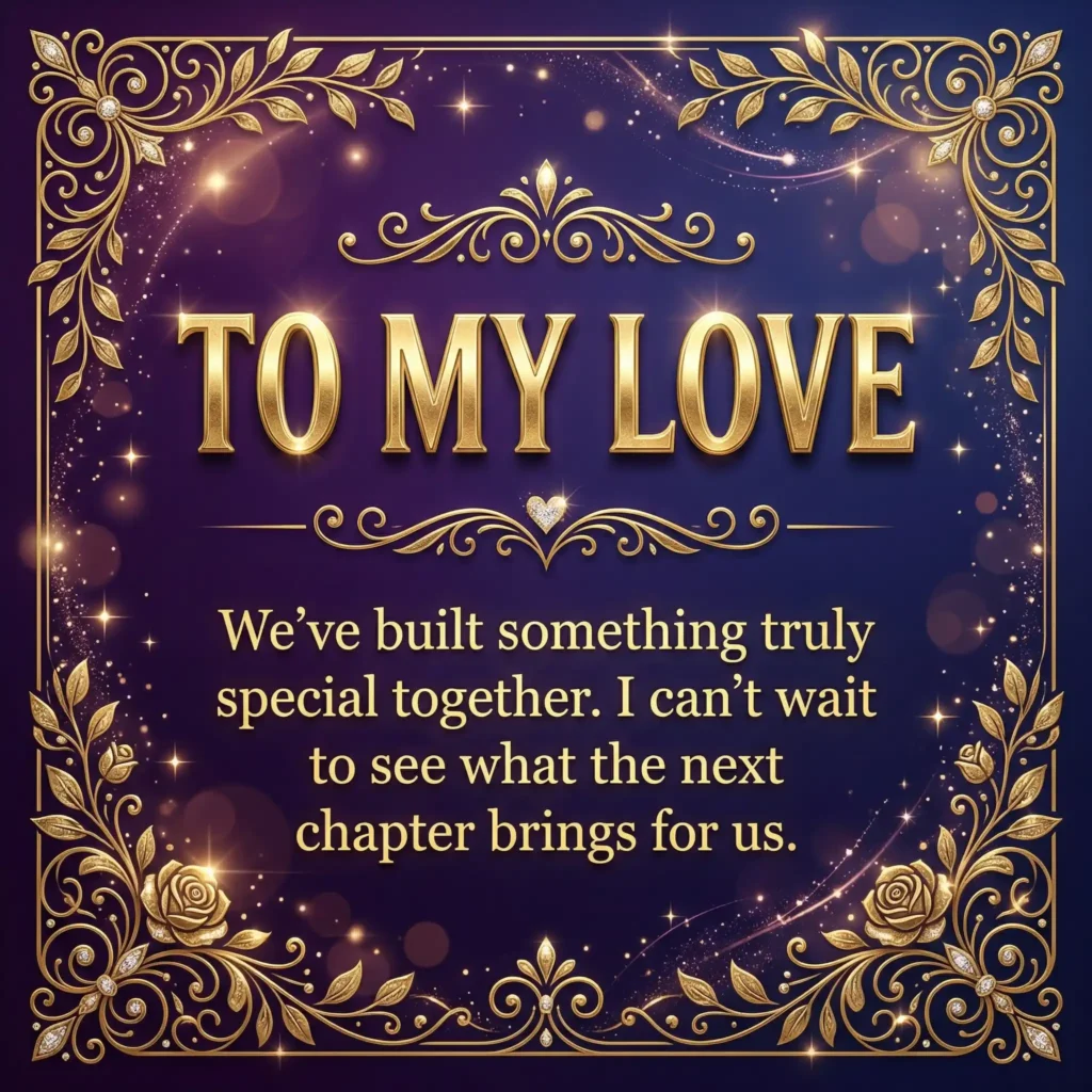 anniversary wish images with purple gradient and hopeful long message for couples