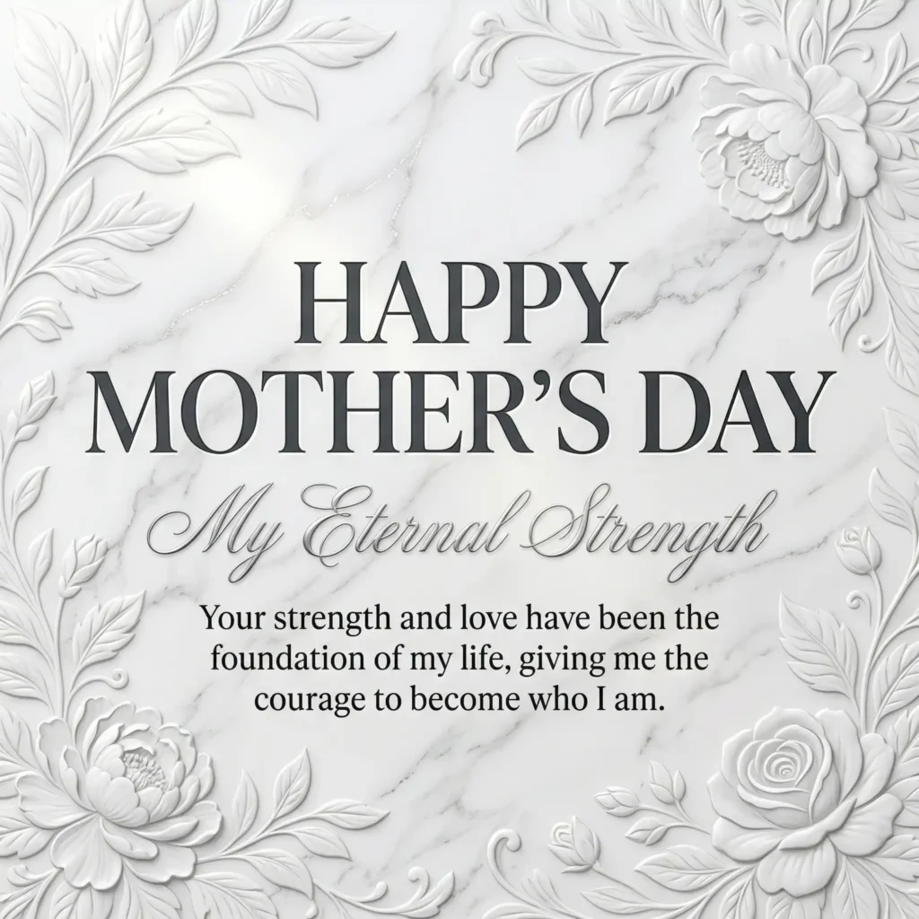 White marble luxury Mother’s Day image with minimal premium design and elegant typography