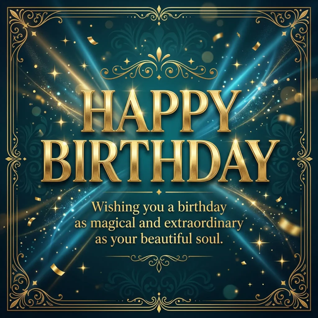 birthday wish images with teal gradient and magical long message