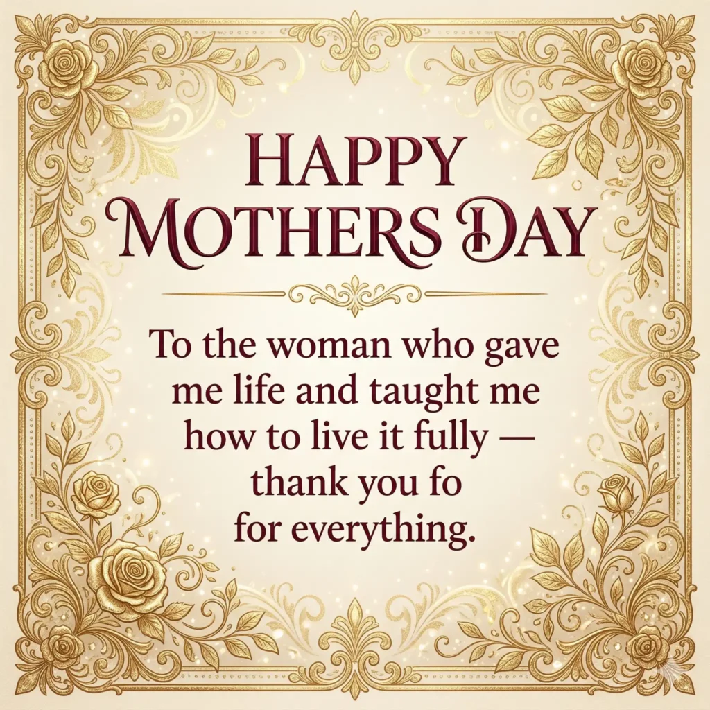 Mothers Day wish image with cream background and emotional long message