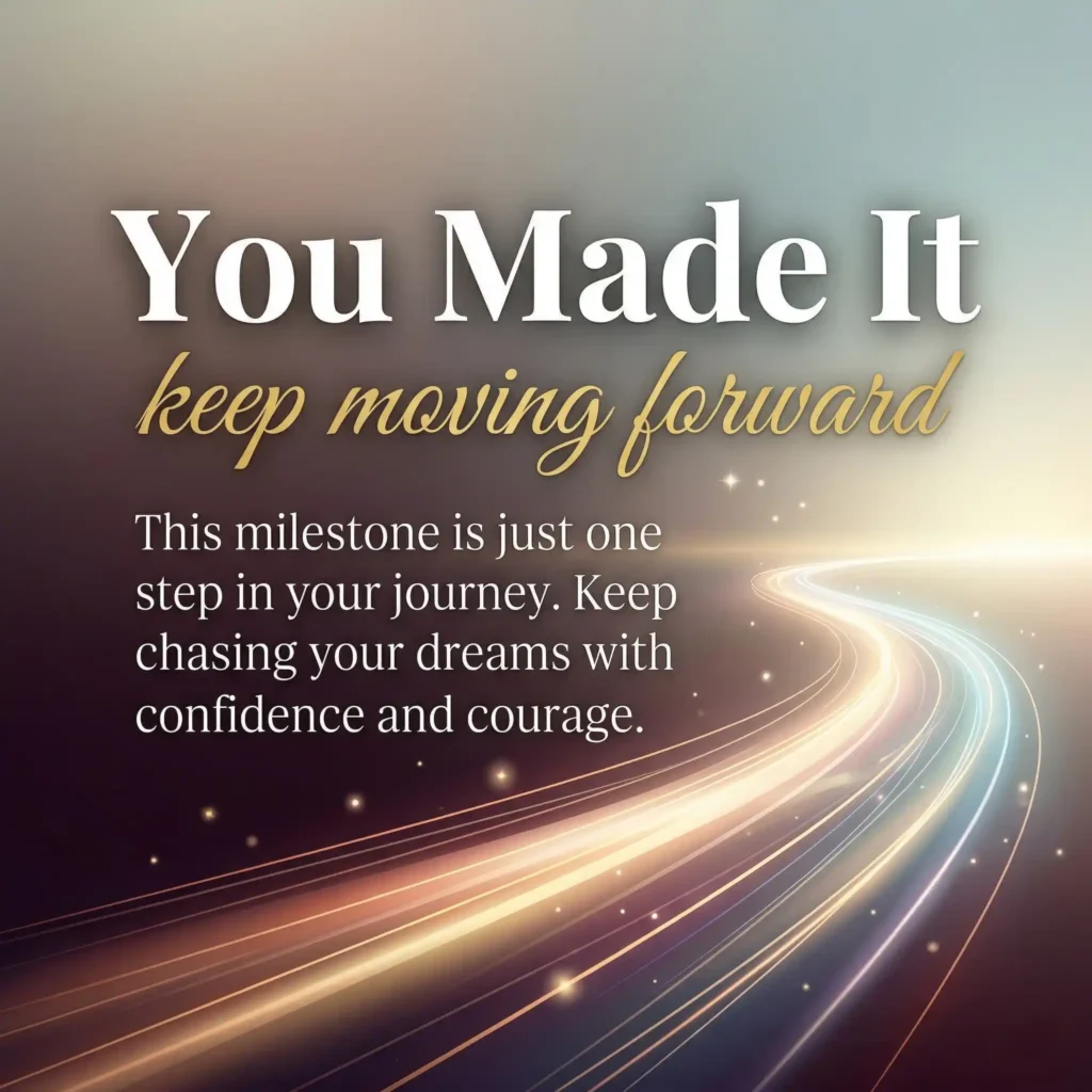 Abstract graduation image showing path to success with inspirational message