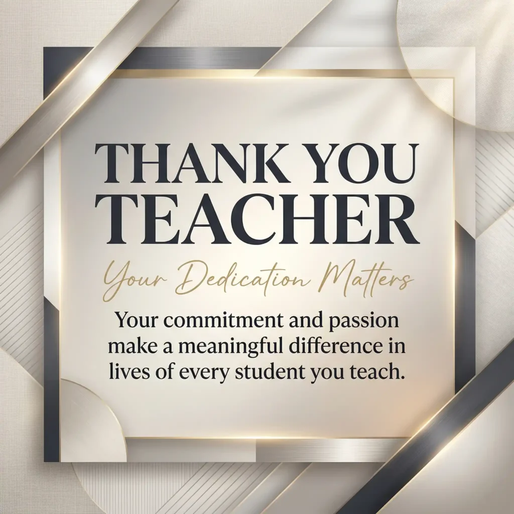 Modern minimal teacher appreciation image with clean professional gratitude message