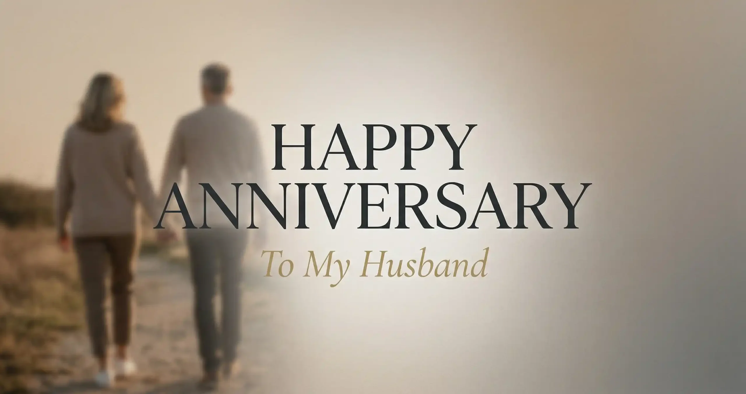 Romantic anniversary message for husband with warm elegant design and emotional tone